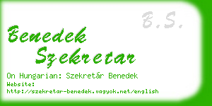 benedek szekretar business card